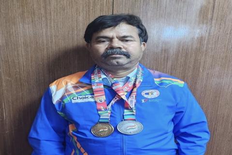 Shri Suresha on his accomplishment in securing a Gold and a Silver Medal in Third National Para Tenpin Bowling Championship-2023
